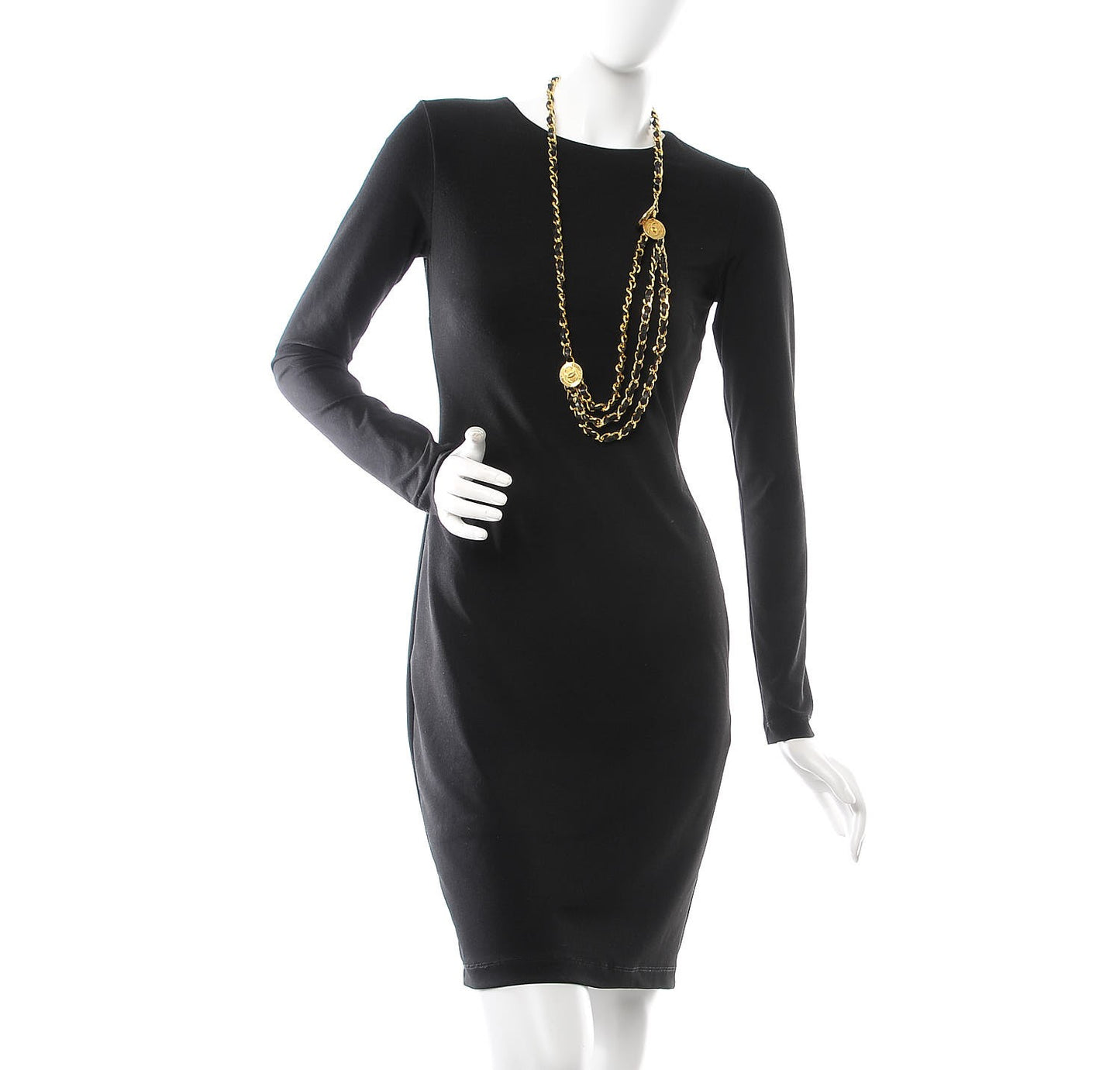 Lambskin Triple Chain Link CC Belt Gold