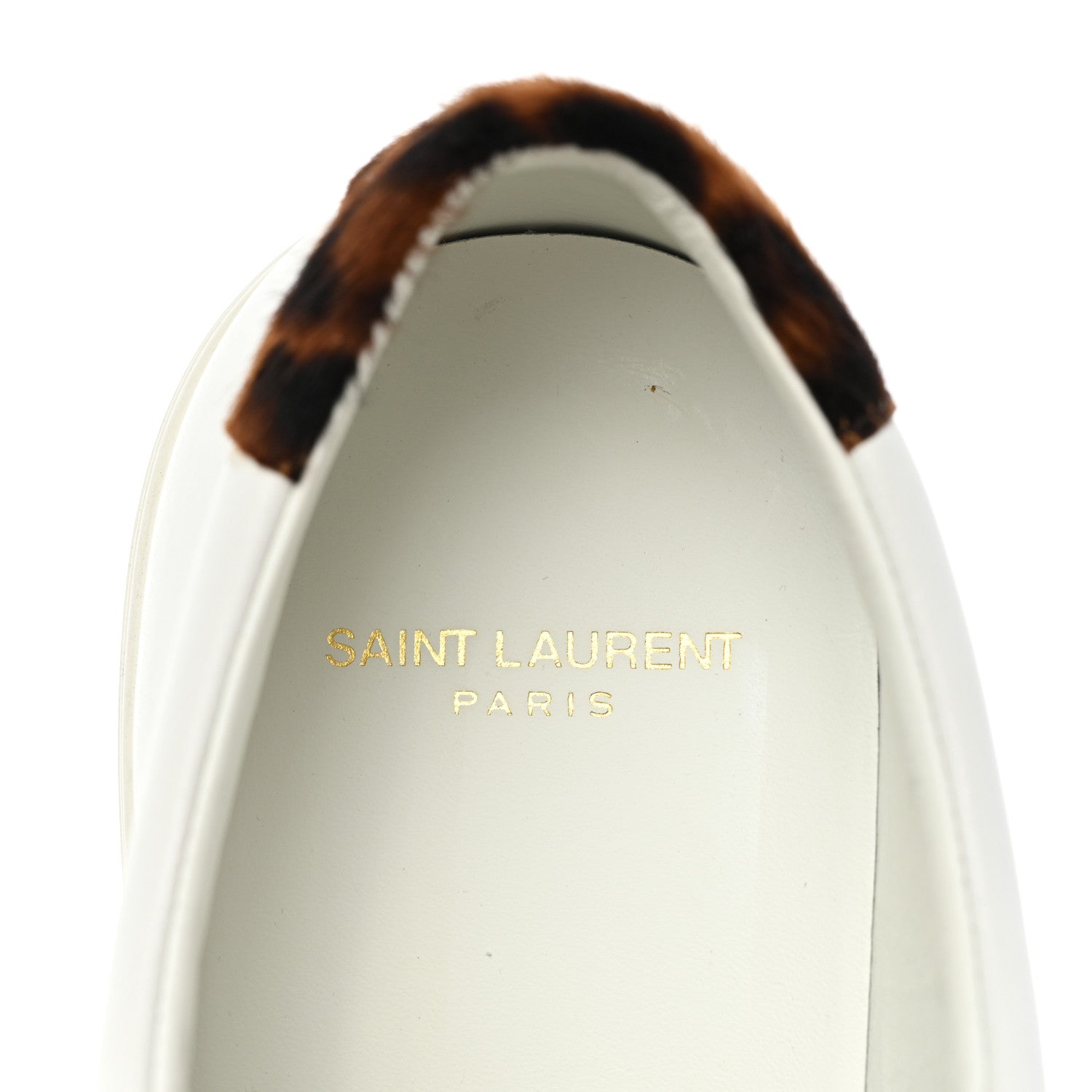 Saint Laurent Calfskin Pony Hair Leopard Print Andy Low Top Sneakers 41 White 8 of 12