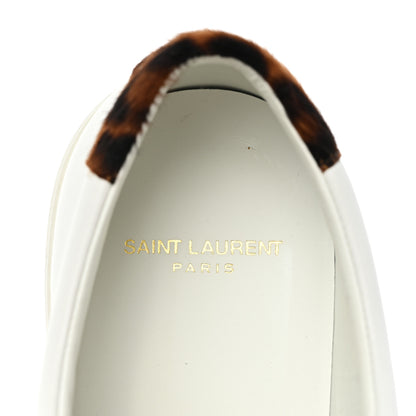 Saint Laurent Calfskin Pony Hair Leopard Print Andy Low Top Sneakers 41 White 8 of 12