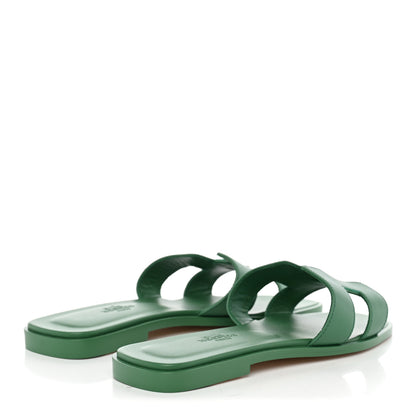Hermes Calfskin Oran Sandals 36 Vert Electrique 4 of 10