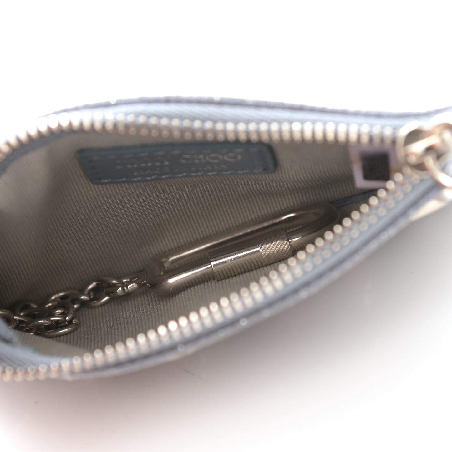 Metallic Pixelated Calfskin Nancy Star Studded Key Pouch Slate