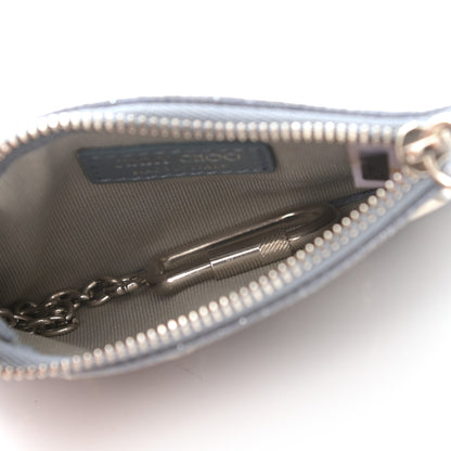 Jimmy Choo Metallic Pixelated Calfskin Nancy Star Studded Key Pouch Slate 5 of 8