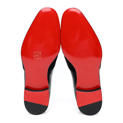 Christian Louboutin Calfskin Mens Penny Flat Loafers 7 Silver Black 5 of 8