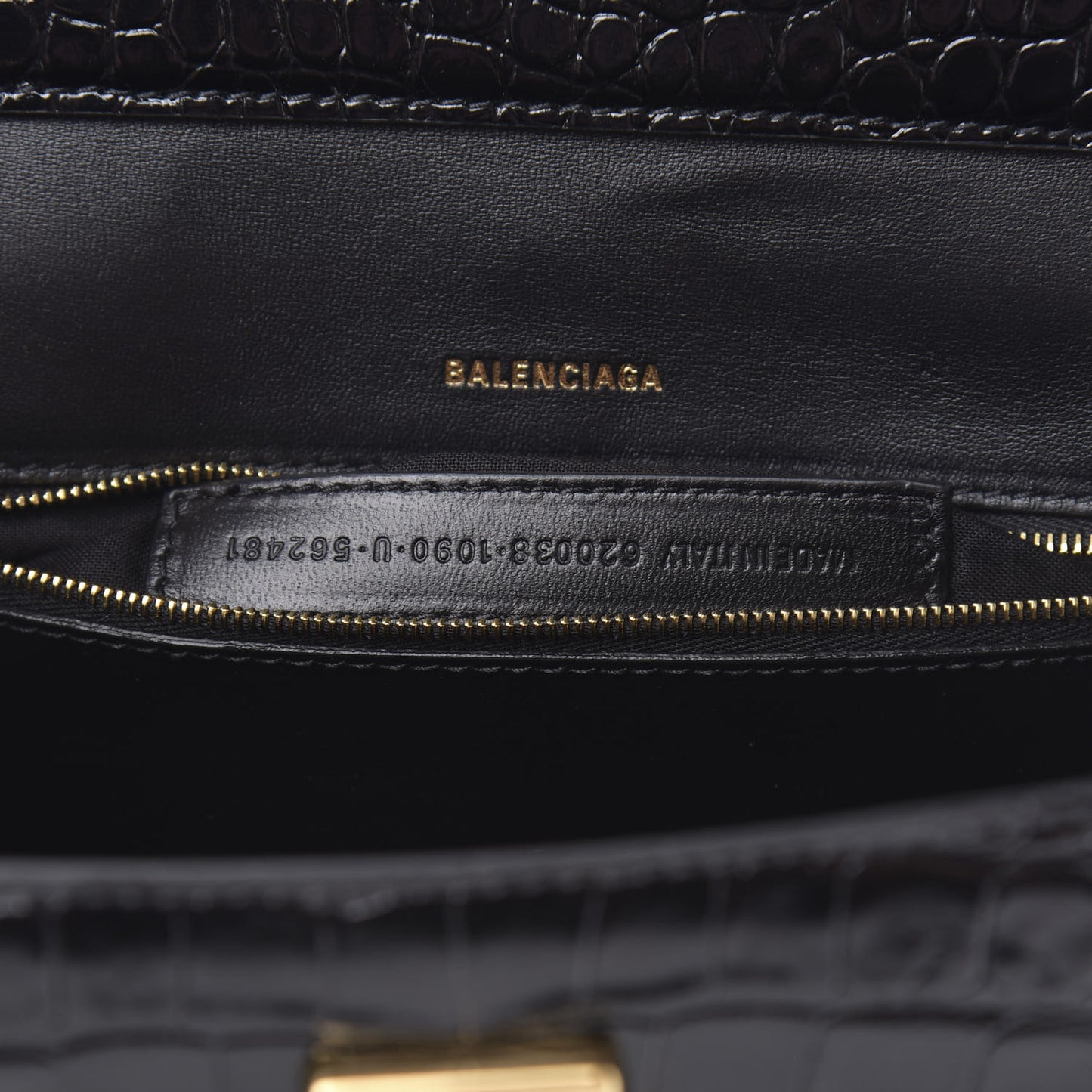 Shiny Calfskin Graffiti Logo Crocodile Embossed Medium Ghost Shoulder Bag Black White