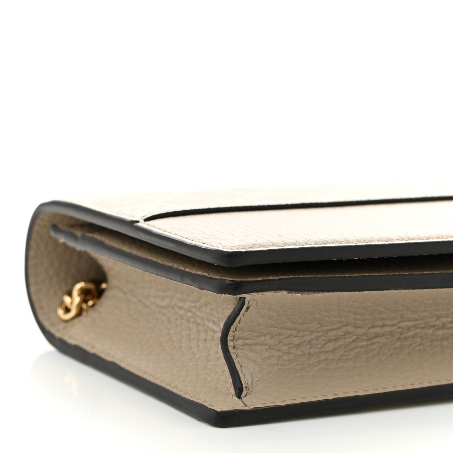GG Supreme Monogram Textured Dollar Calfskin Mini GG Marmont Chain Wallet Mystic White Oatmeal