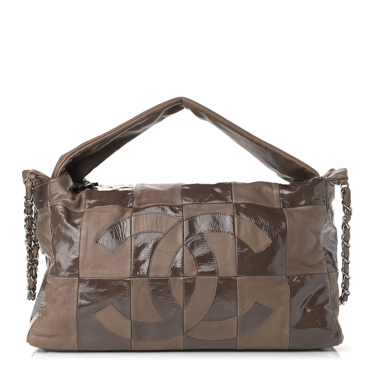 Patent Patchwork Large Brooklyn Tote Brown