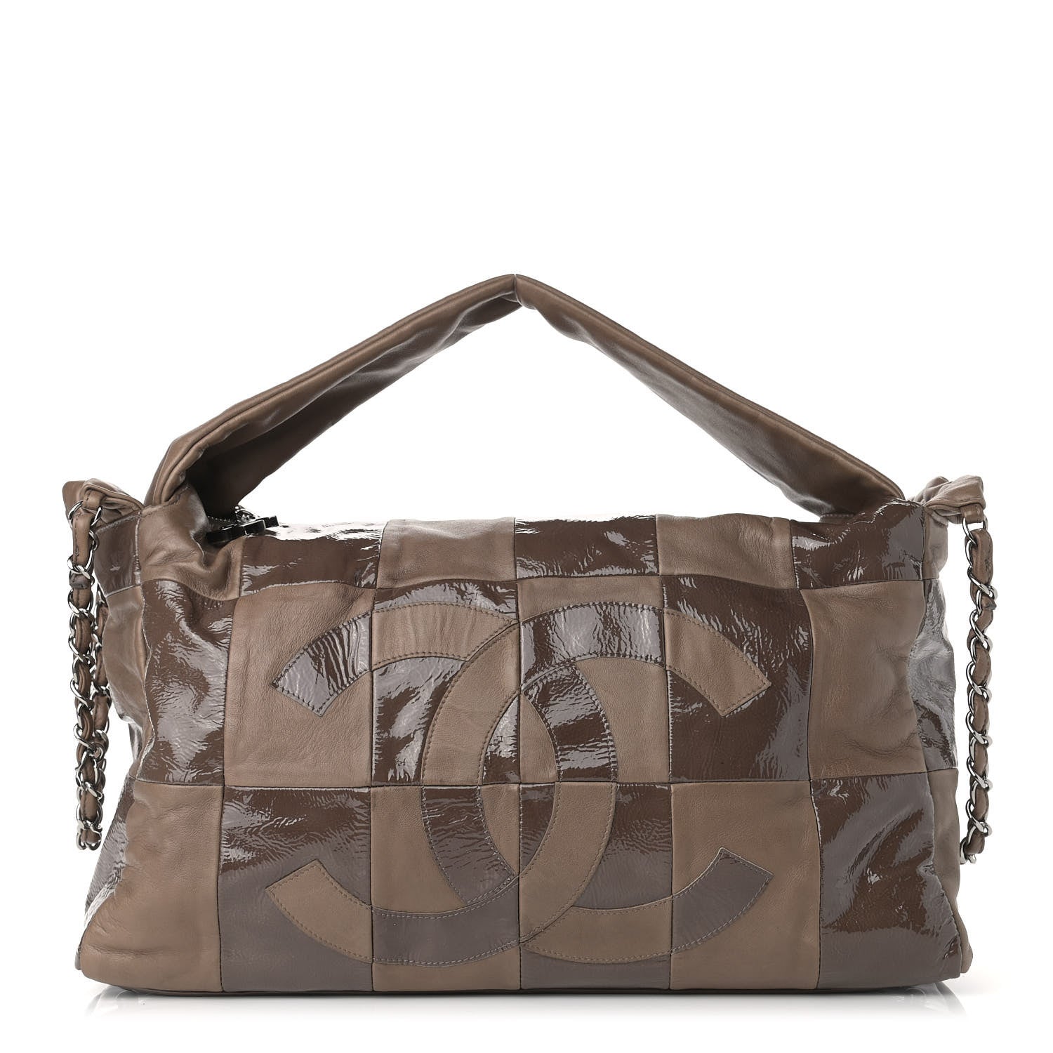 Chanel Patent Patchwork Large Brooklyn Tote Brown 1 of 10