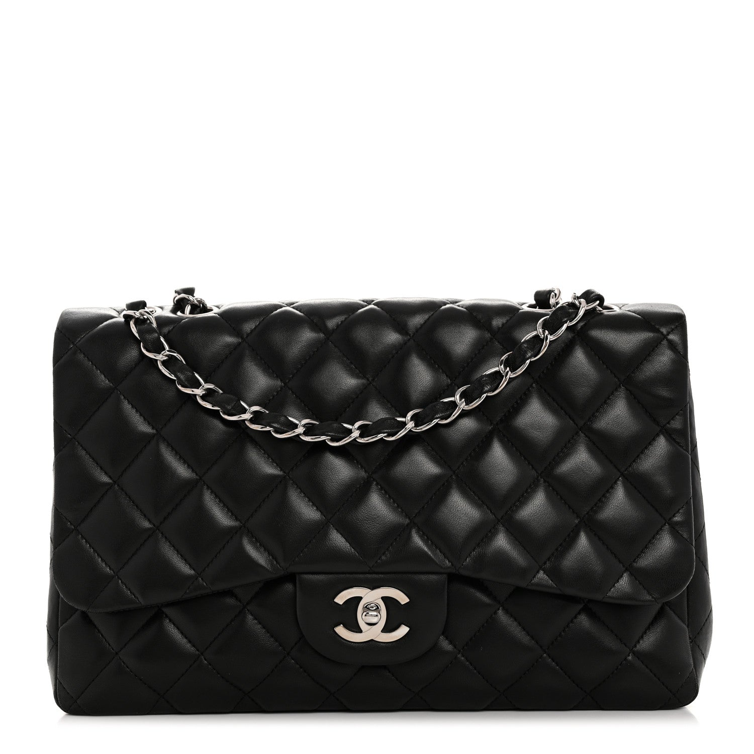 Chanel Lambskin Quilted Jumbo Single Flap Black 1 of 10