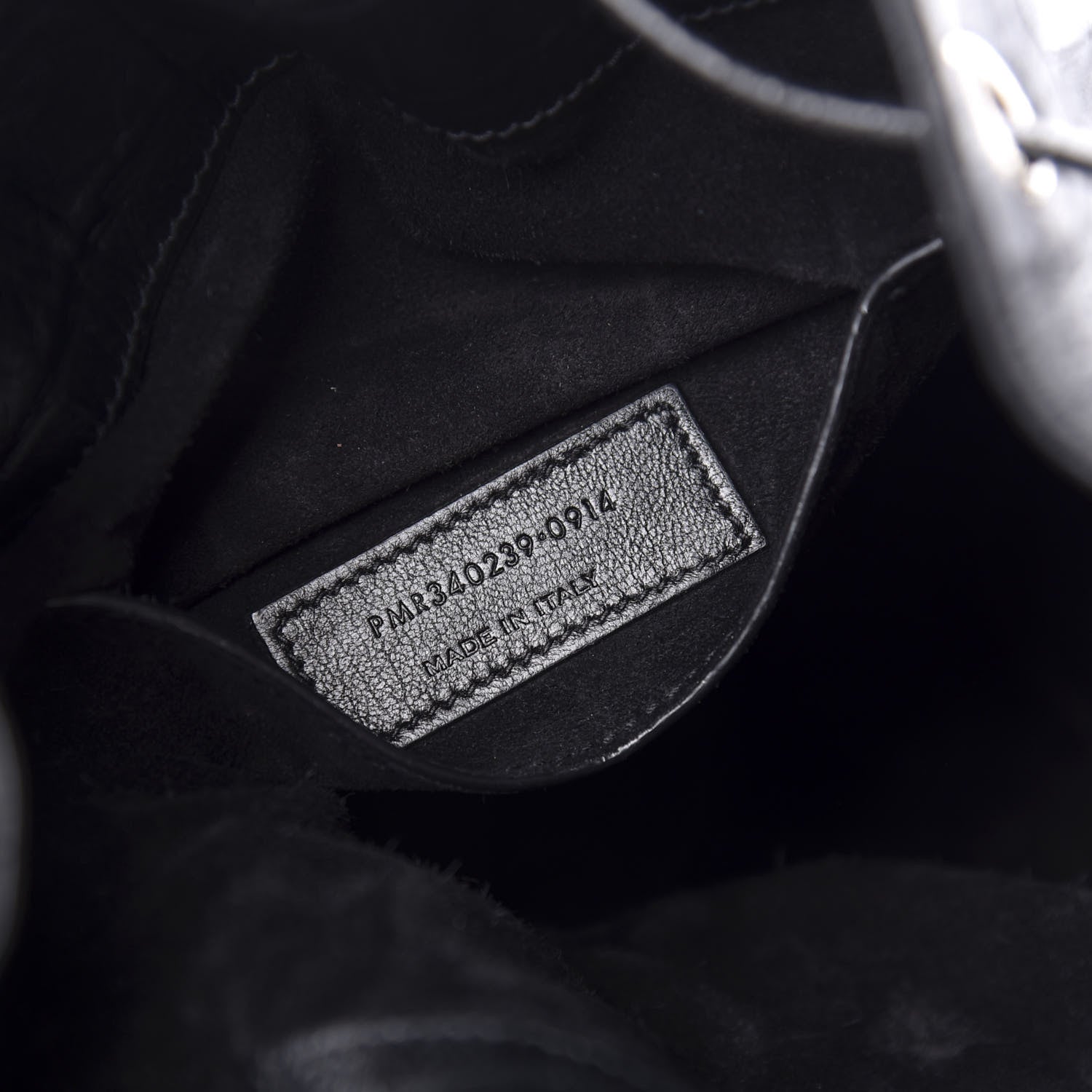 Saint Laurent Calfskin Crocodile Embossed Large Emmanuelle Bucket Bag Black 10 of 12
