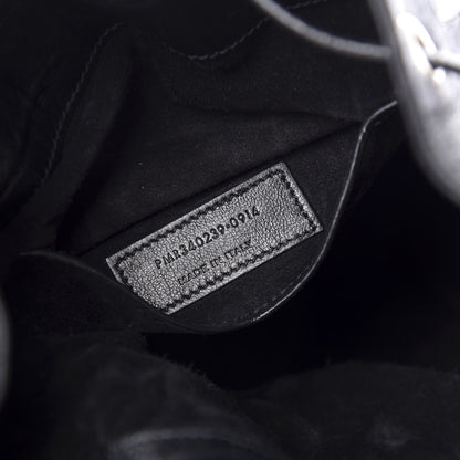 Saint Laurent Calfskin Crocodile Embossed Large Emmanuelle Bucket Bag Black 10 of 12