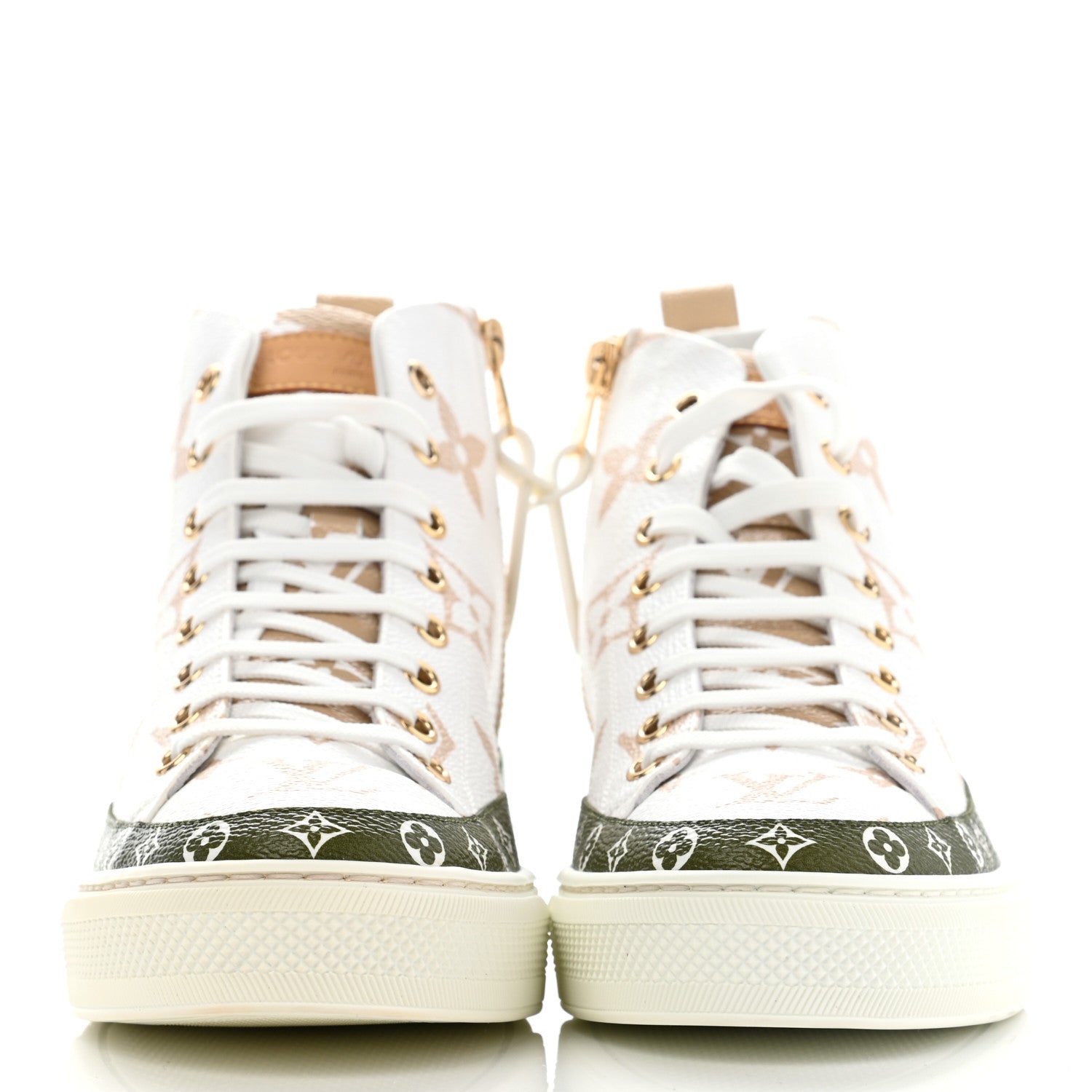 Louis Vuitton Monogram Giant Stellar Sneaker Boots 37.5 Kaki White Beige 2 of 10