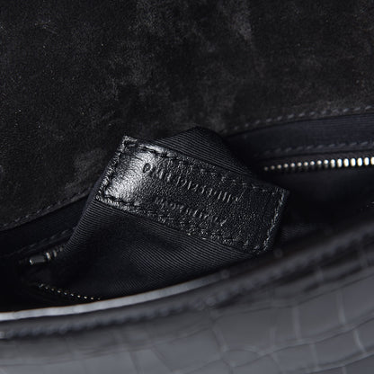 Saint Laurent Crocodile Embossed Lambskin Matelasse Monogram Niki Chain Wallet Black 7 of 10