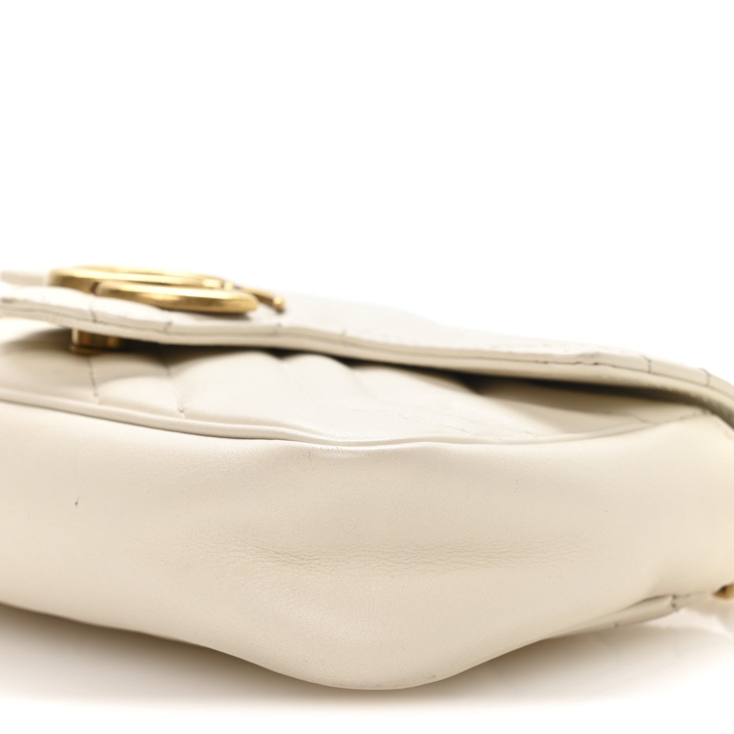 Gucci Calfskin Matelasse Super Mini GG Marmont Shoulder Bag White 10 of 11