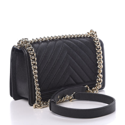 Chanel Caviar Chevron Quilted Medium Boy Flap Black 3 of 11