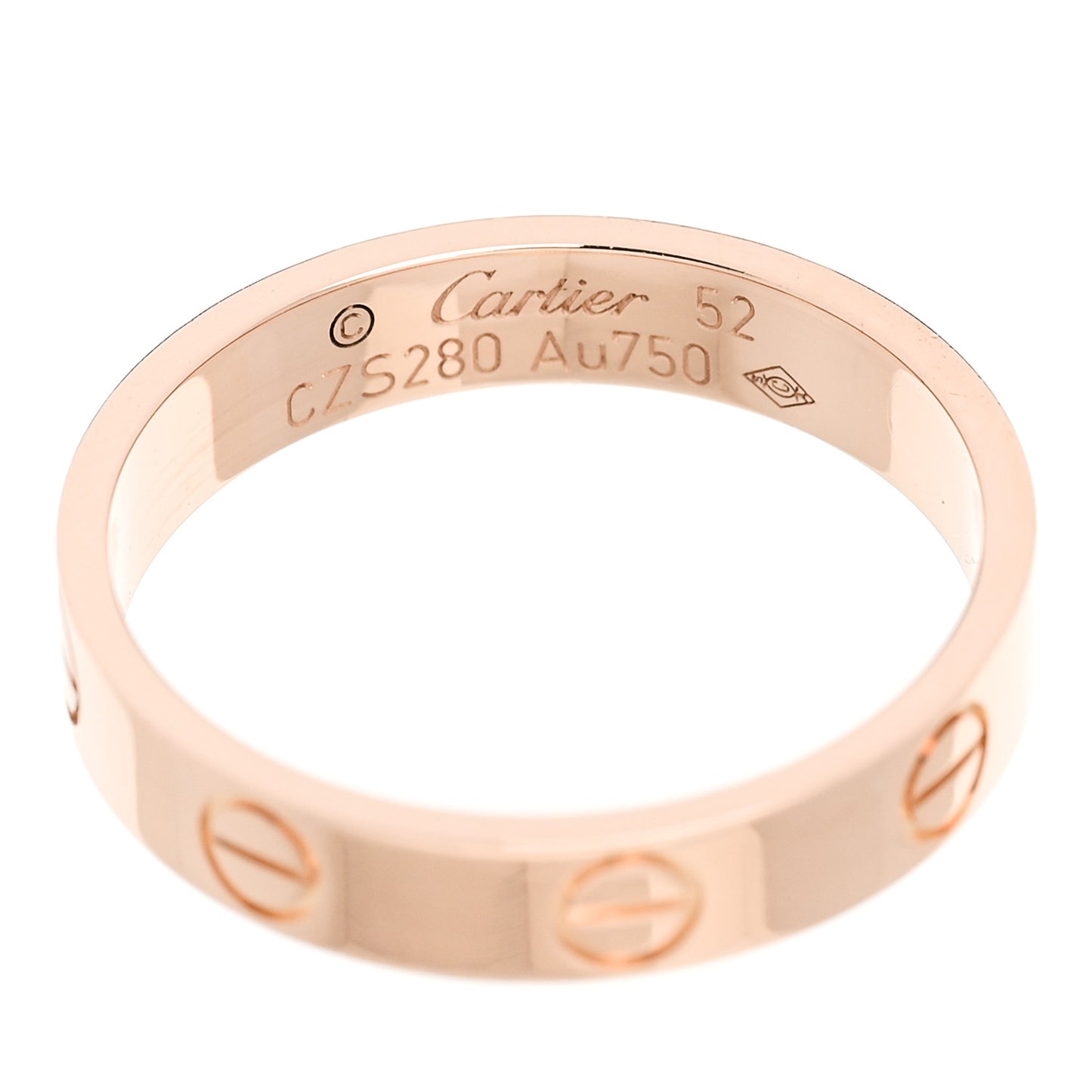 18K Pink Gold 3.5mm LOVE Wedding Band Ring 52 6