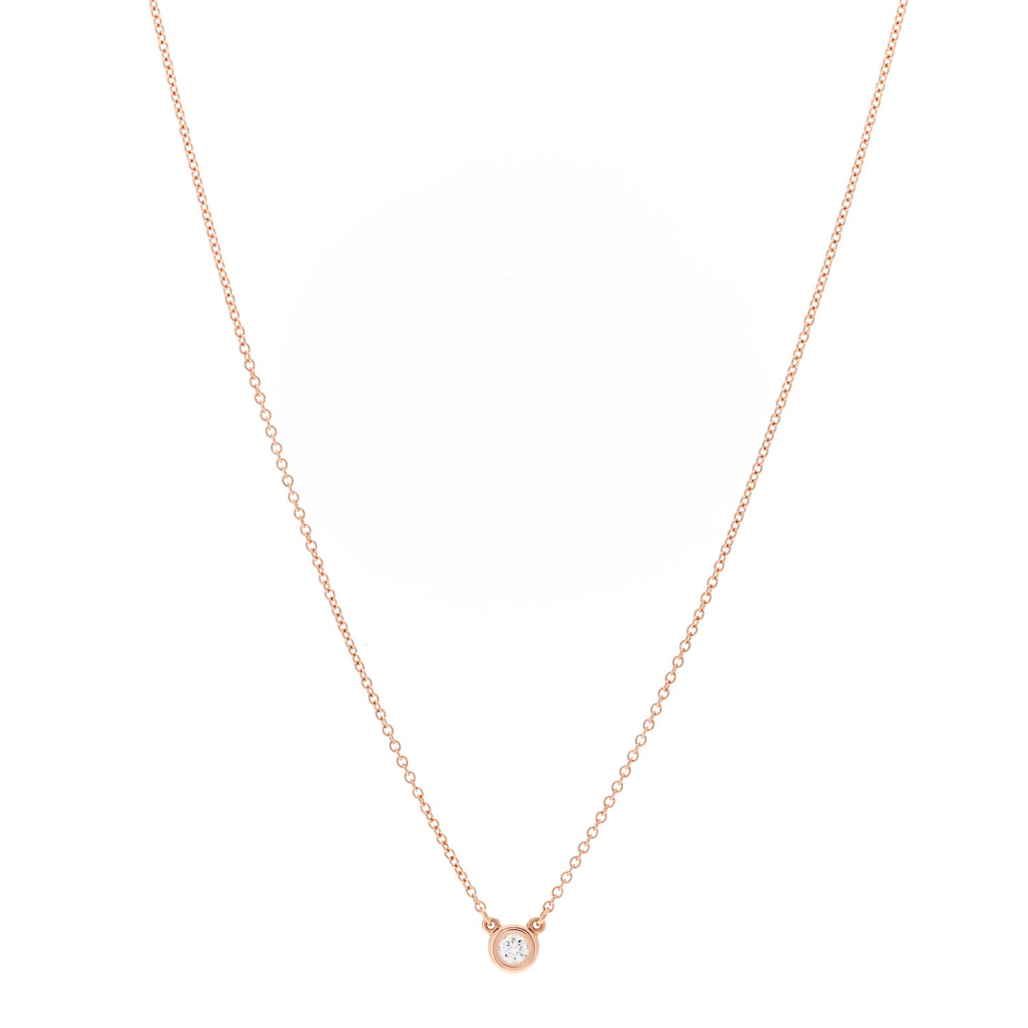 Tiffany 18K Rose Gold Diamond .10ct Elsa Peretti Diamonds by the Yard Pendant Necklace 1 of 5