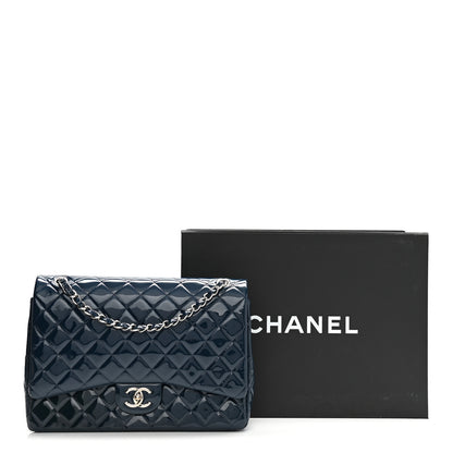 Chanel Patent Quilted Maxi Double Flap Navy 10 of 10