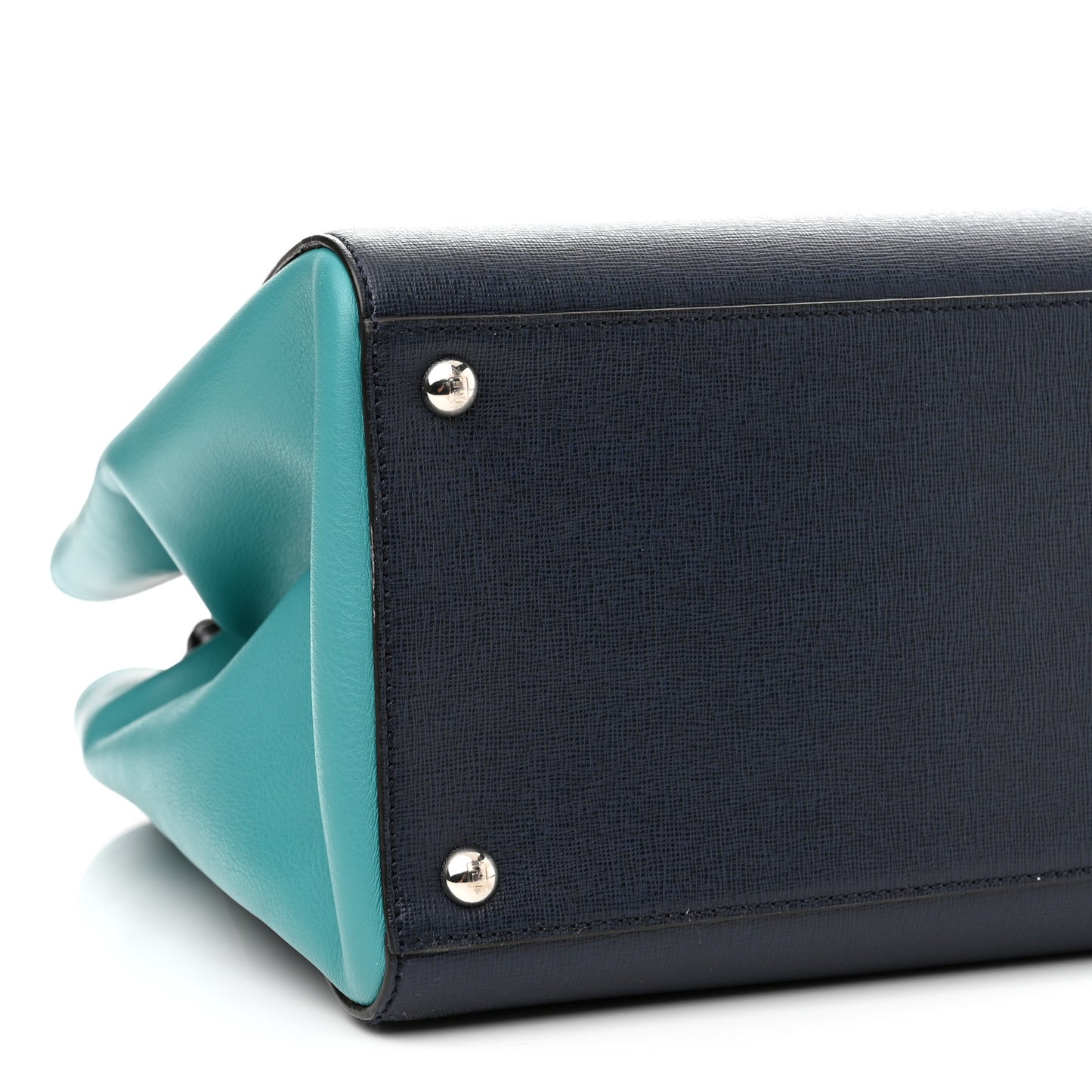 Vitello Elite Colorblock Regular 2Jours Tote Lavagna Lago Oceano