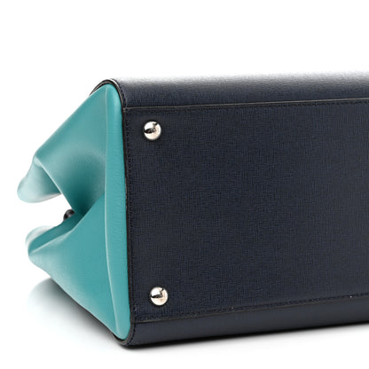 Fendi Vitello Elite Colorblock Regular 2Jours Tote Lavagna Lago Oceano 9 of 12