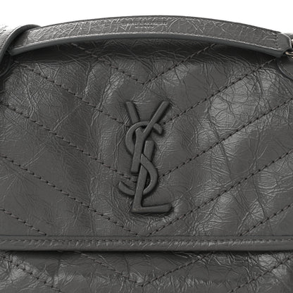 Saint Laurent Crinkled Calfskin Matelasse Monogram Baby Niki Chain Satchel Storm 8 of 11
