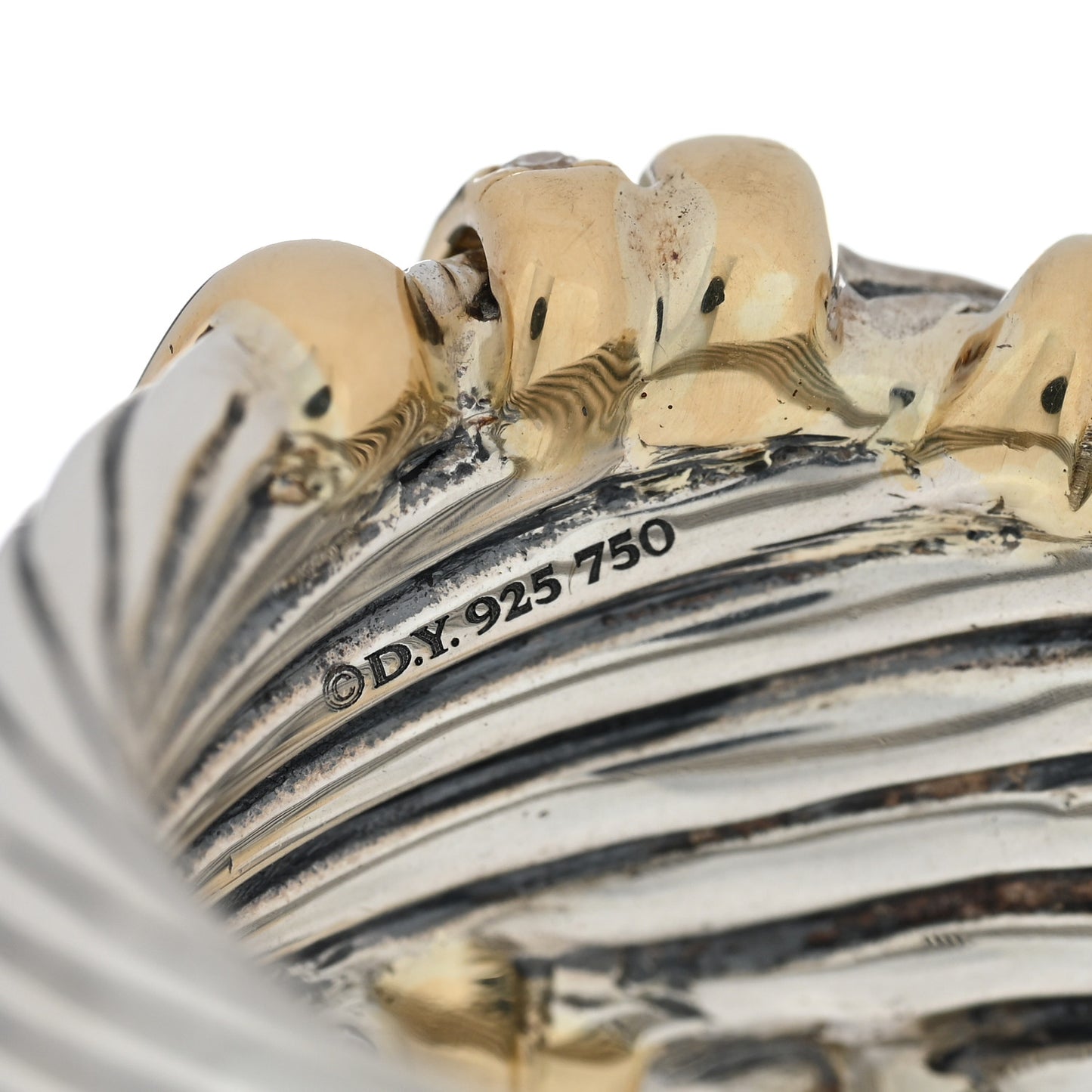 Sterling Silver 18K Yellow Gold Diamond 15mmm Helena Ring 53 6.25