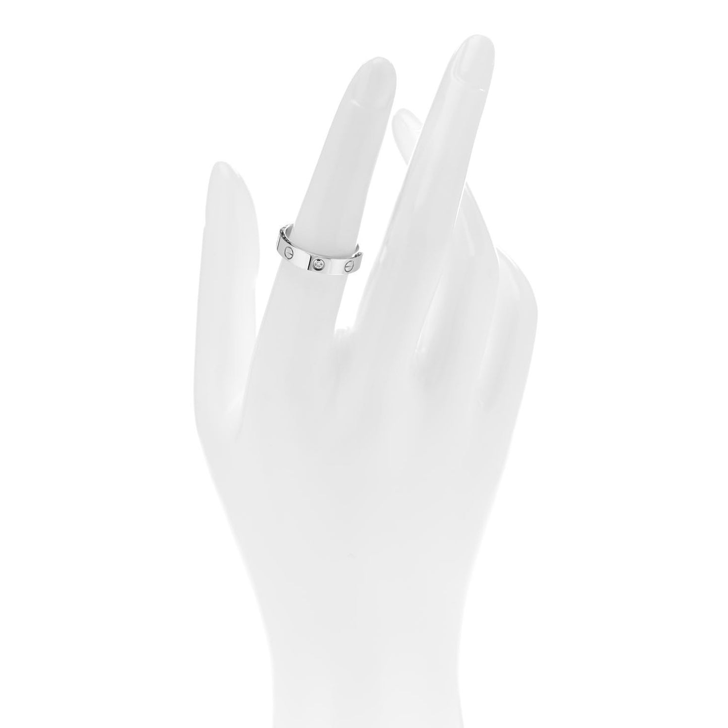 18K White Gold Diamond 4mm LOVE Wedding Band Ring 53 6.5