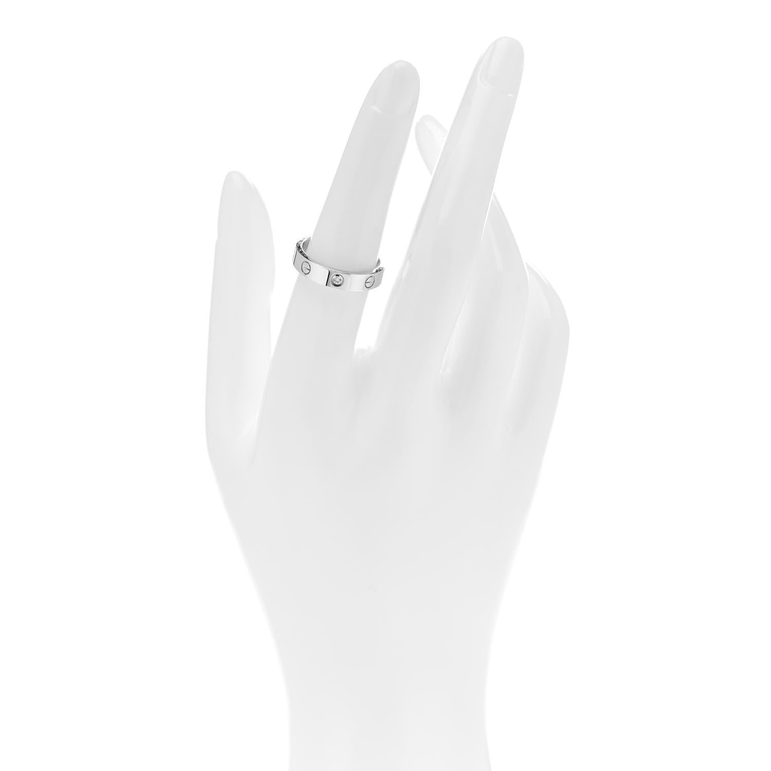 Cartier 18K White Gold Diamond 4mm LOVE Wedding Band Ring 53 6.5 2 of 4
