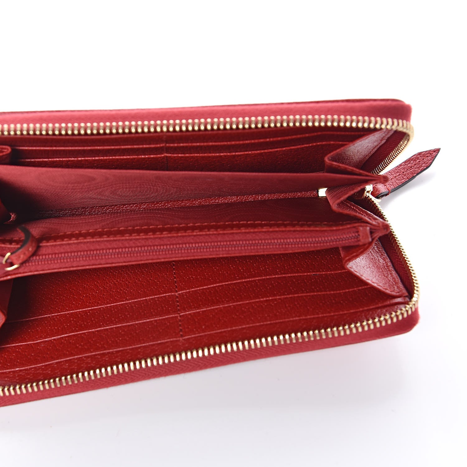 Gucci Canvas Sylvie Stripe Logo Zip Around Wallet Mystic White Hibiscus Red Maritime 5 of 8