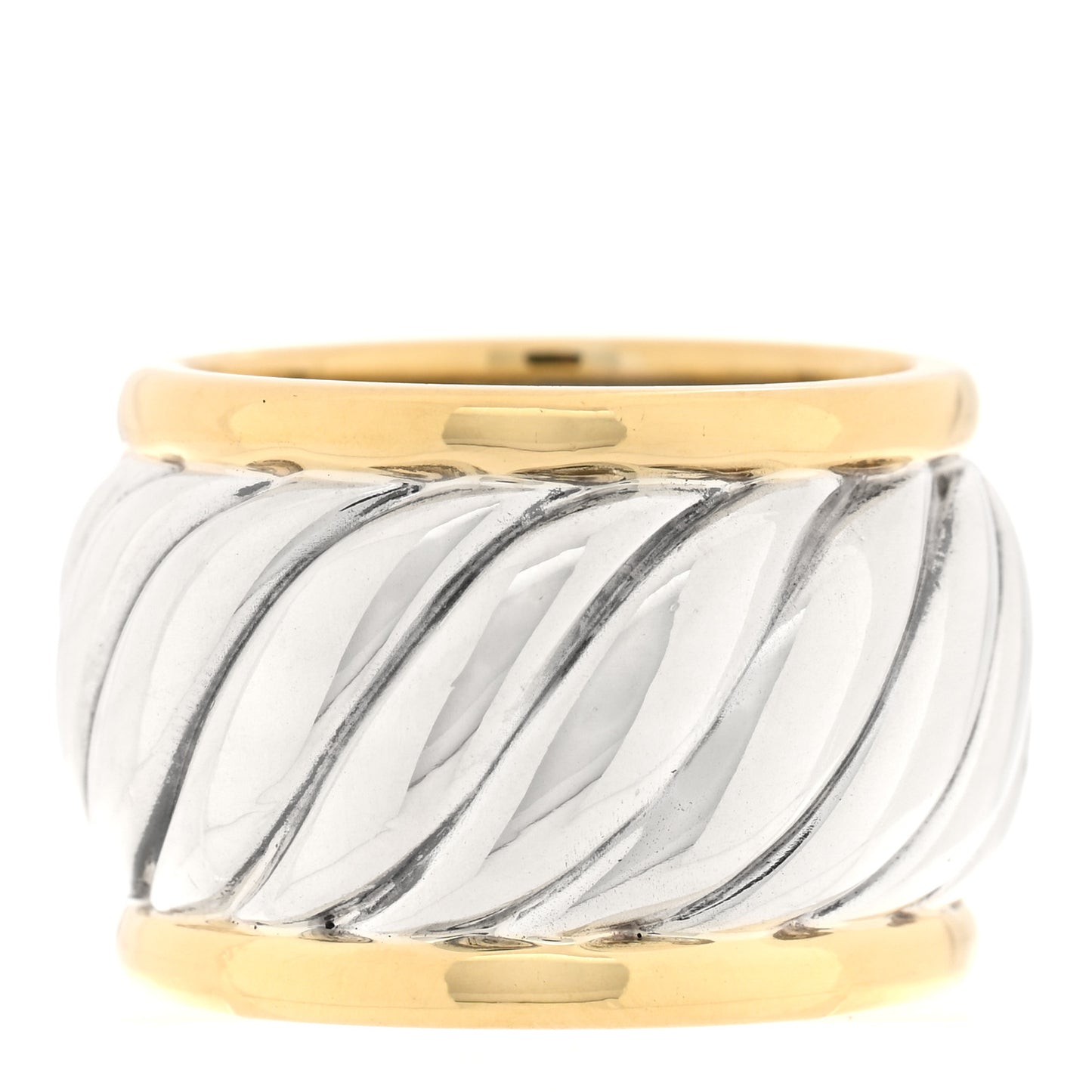 Sterling Silver 18K Yellow Gold Cable Cigar Band Ring 55 7.25