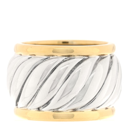 David Yurman Sterling Silver 18K Yellow Gold Cable Cigar Band Ring 55 7.25 1 of 4