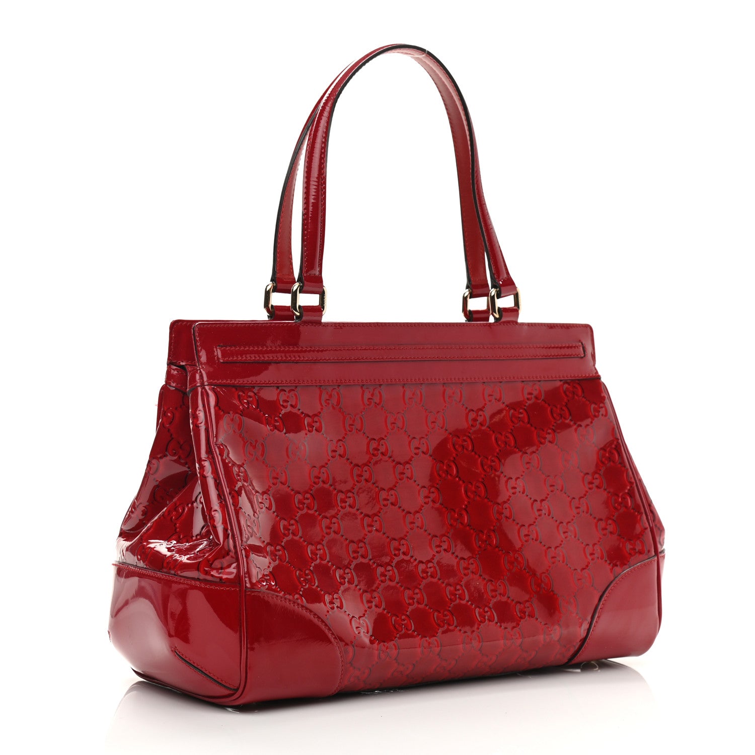 Gucci Patent Guccissima Medium Mayfair Tote Red 2 of 10