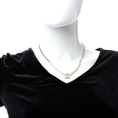Chanel Pearl Crystal Chain CC Necklace Gold 2 of 6