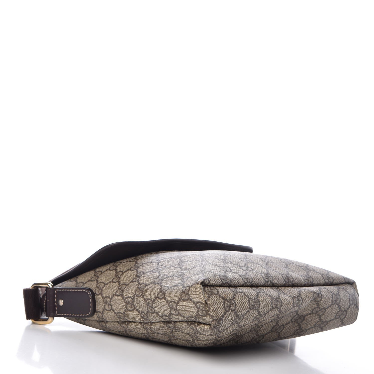 Gucci GG Supreme Monogram Selleria Calfskin Small Flap Messenger Bag Beige Ebony Cocoa Dark Chocolate 4 of 13