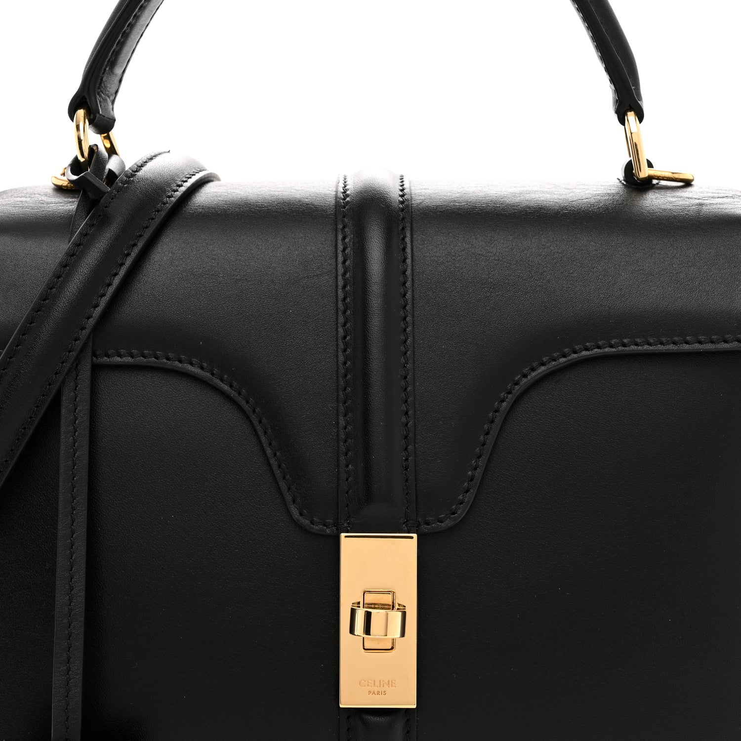 Celine Satinated Calfskin Small 16 Top Handle Bag Black 8 of 11