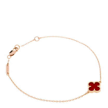 Van Cleef & Arpels 18K Rose Gold Carnelian Sweet Alhambra Bracelet 1 of 4