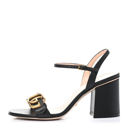 Gucci Lifford Calfskin GG Marmont Ankle Wrap 75mm Sandals 35 Black 1 of 11