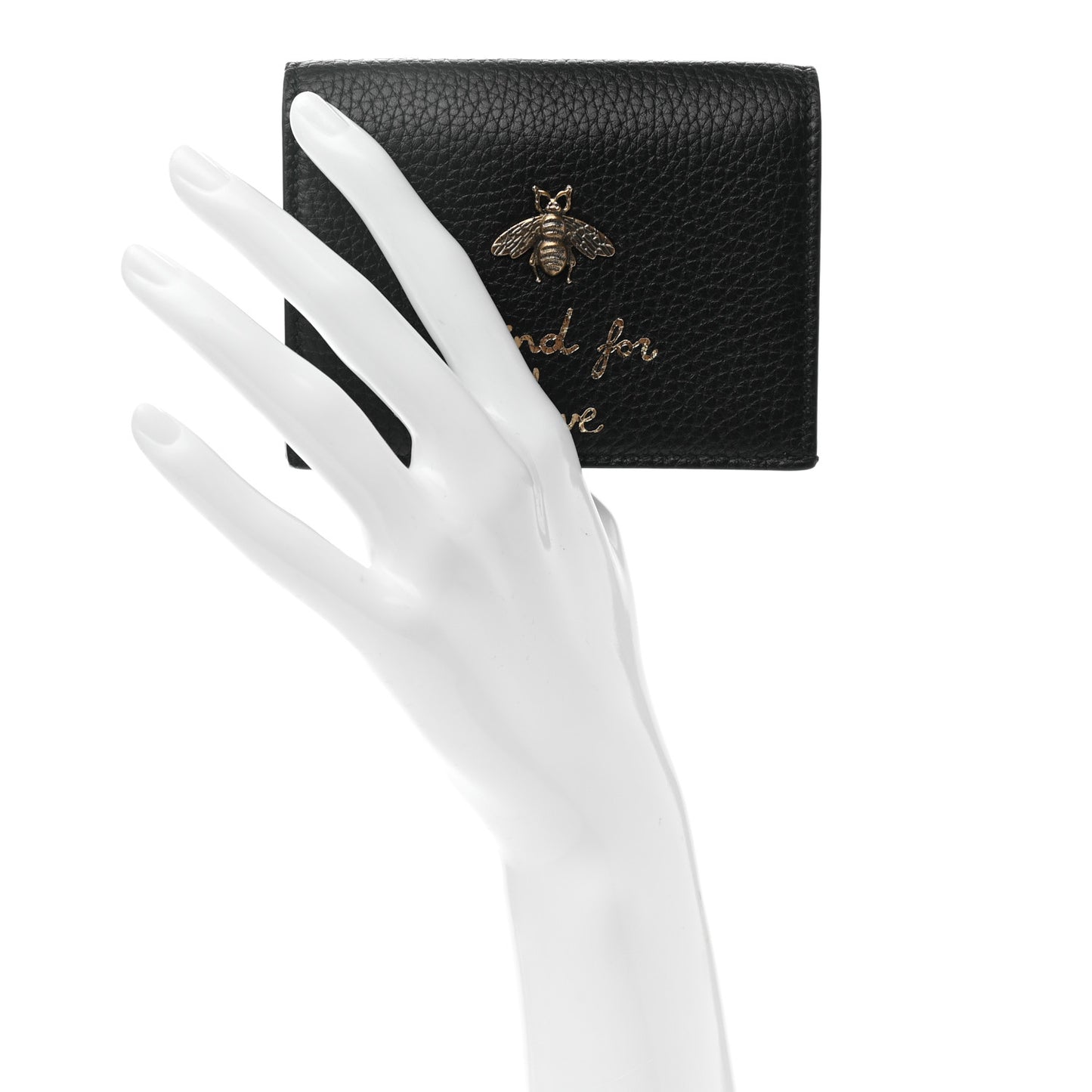 Pebbled Calfskin Animalier Card Case Black