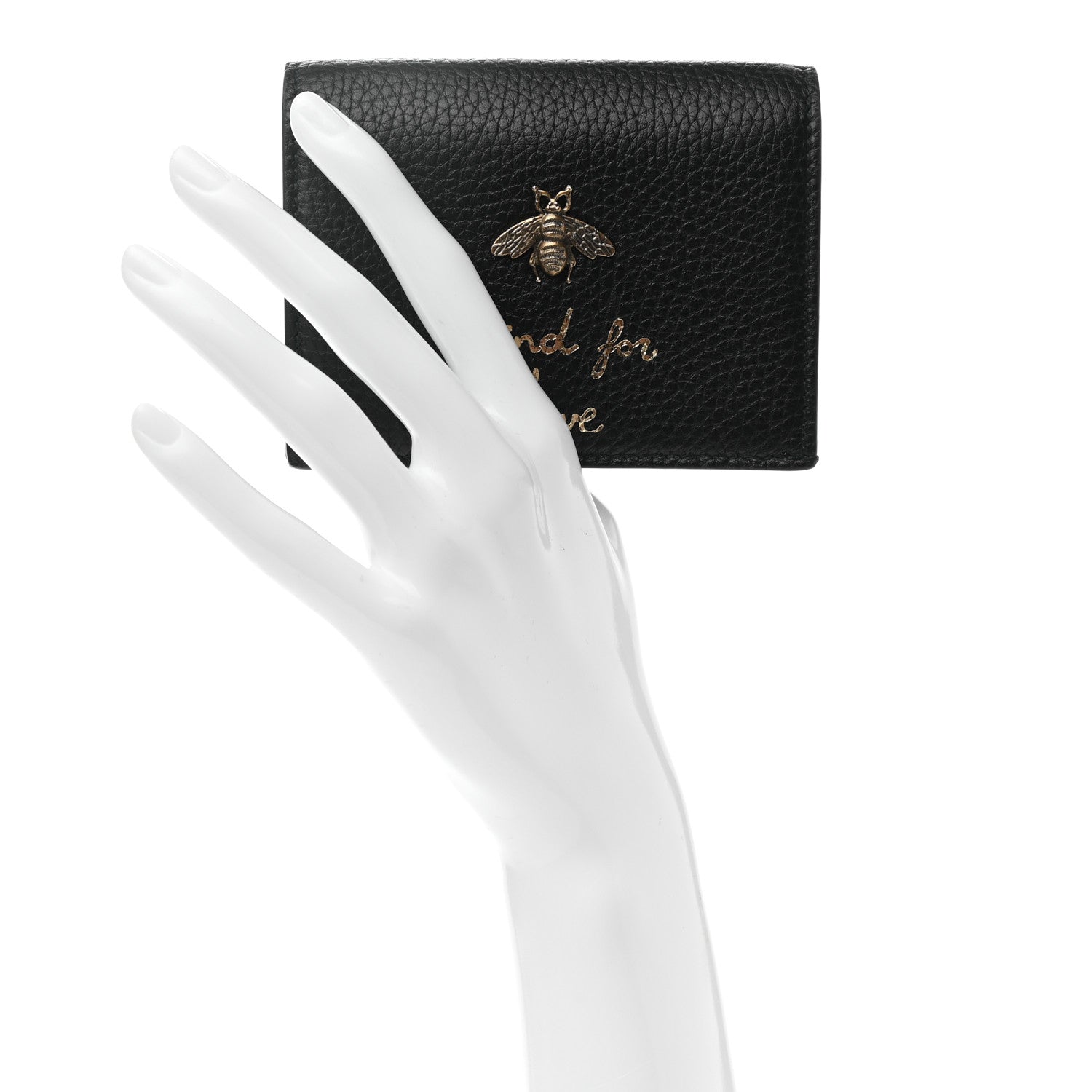 Gucci Pebbled Calfskin Animalier Card Case Black 2 of 7