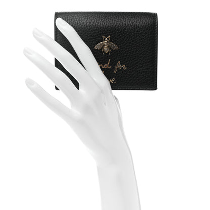 Gucci Pebbled Calfskin Animalier Card Case Black 2 of 7