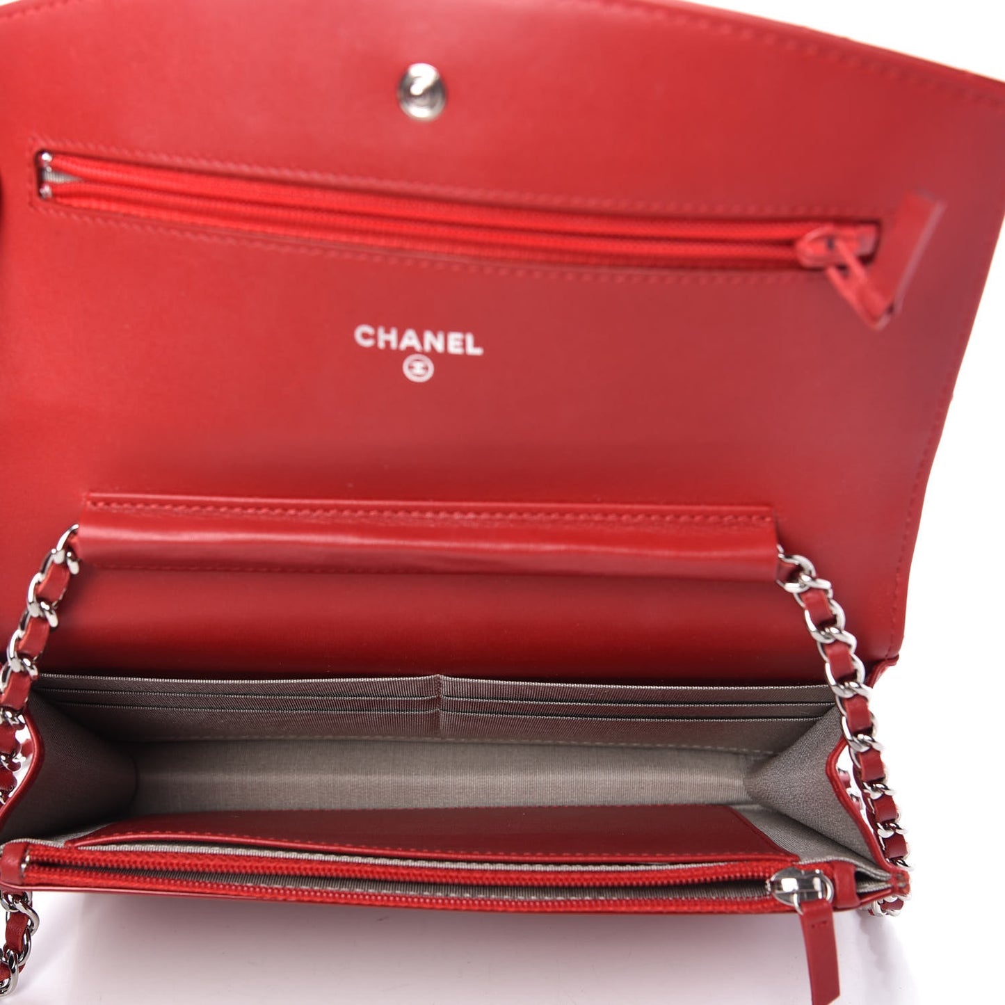 Patent Quilted Brilliant Wallet On Chain WOC Red