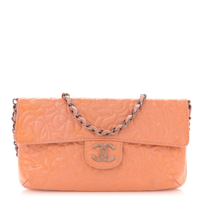 Chanel Patent Calfskin Camellia Embossed Flap Pochette Pink 1 of 13