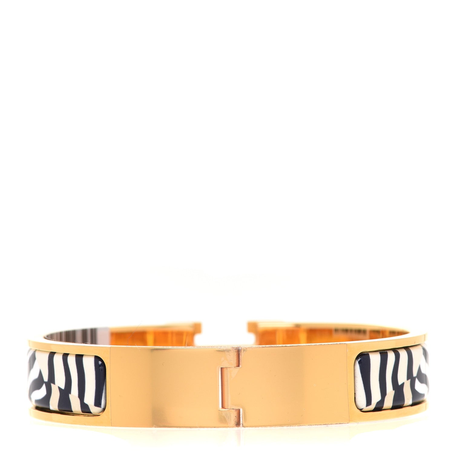 Hermes Enamel Narrow Print Zebres De Tanzania Clic Clac H Bracelet PM Beige Blue 3 of 6