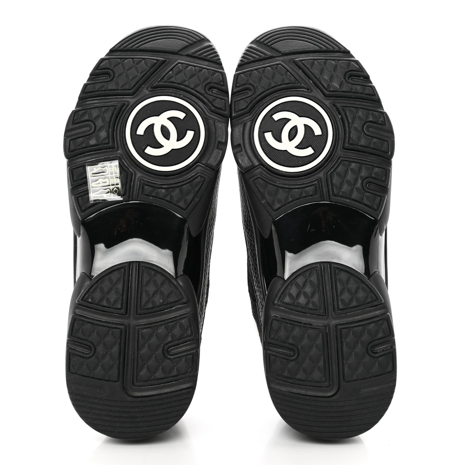 Chanel Mesh Suede Grained Calfskin Womens CC Sneakers 39 Black White 5 of 8