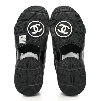 Chanel Mesh Suede Grained Calfskin Womens CC Sneakers 39 Black White 5 of 8