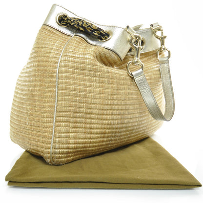 Gucci Natural Straw Leather Positano Tote Metallic 3 of 9