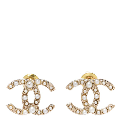 Chanel Pearl CC Earrings Light Gold 1 of 5