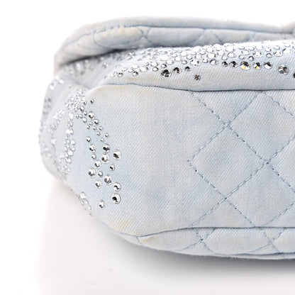 Chanel Denim Quilted Swarovski Crystal Flap Blue 17 of 22