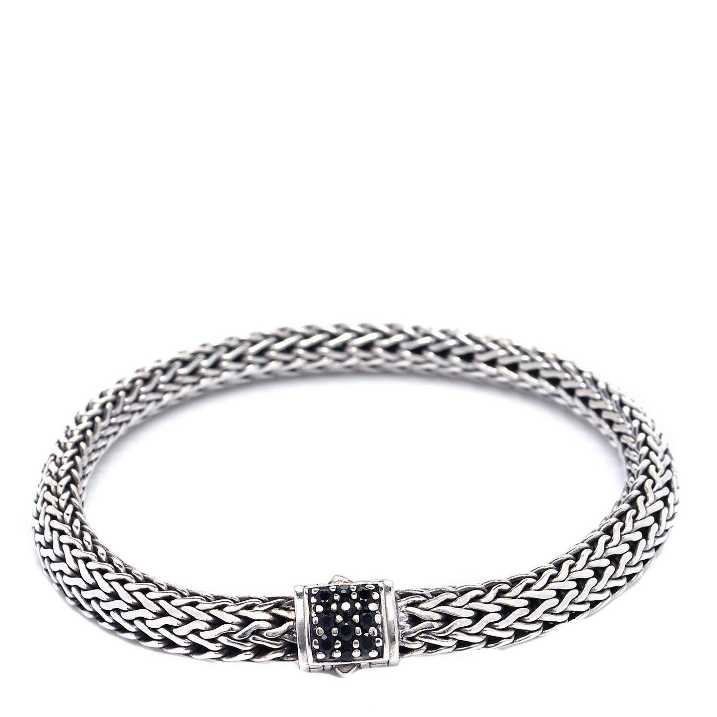 Sterling Silver Black Sapphire 6.5mm Classic Chain Bracelet