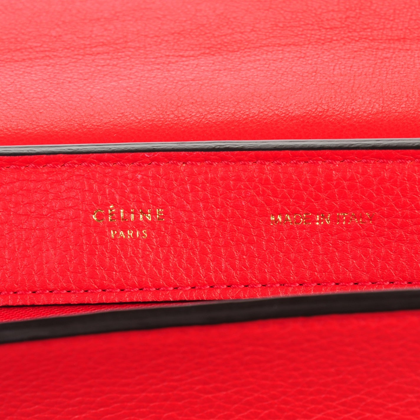 Celine Drummed Calfskin Suede Medium Trapeze Coquelicot 6 of 8