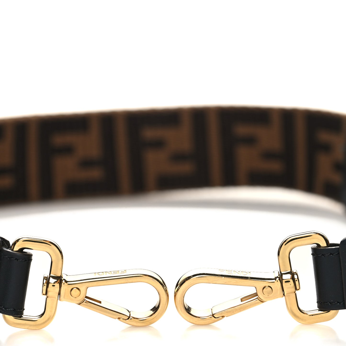 Jacquard Ribbon Vitello King FF Adjustable Strap You Fango Marrone Black